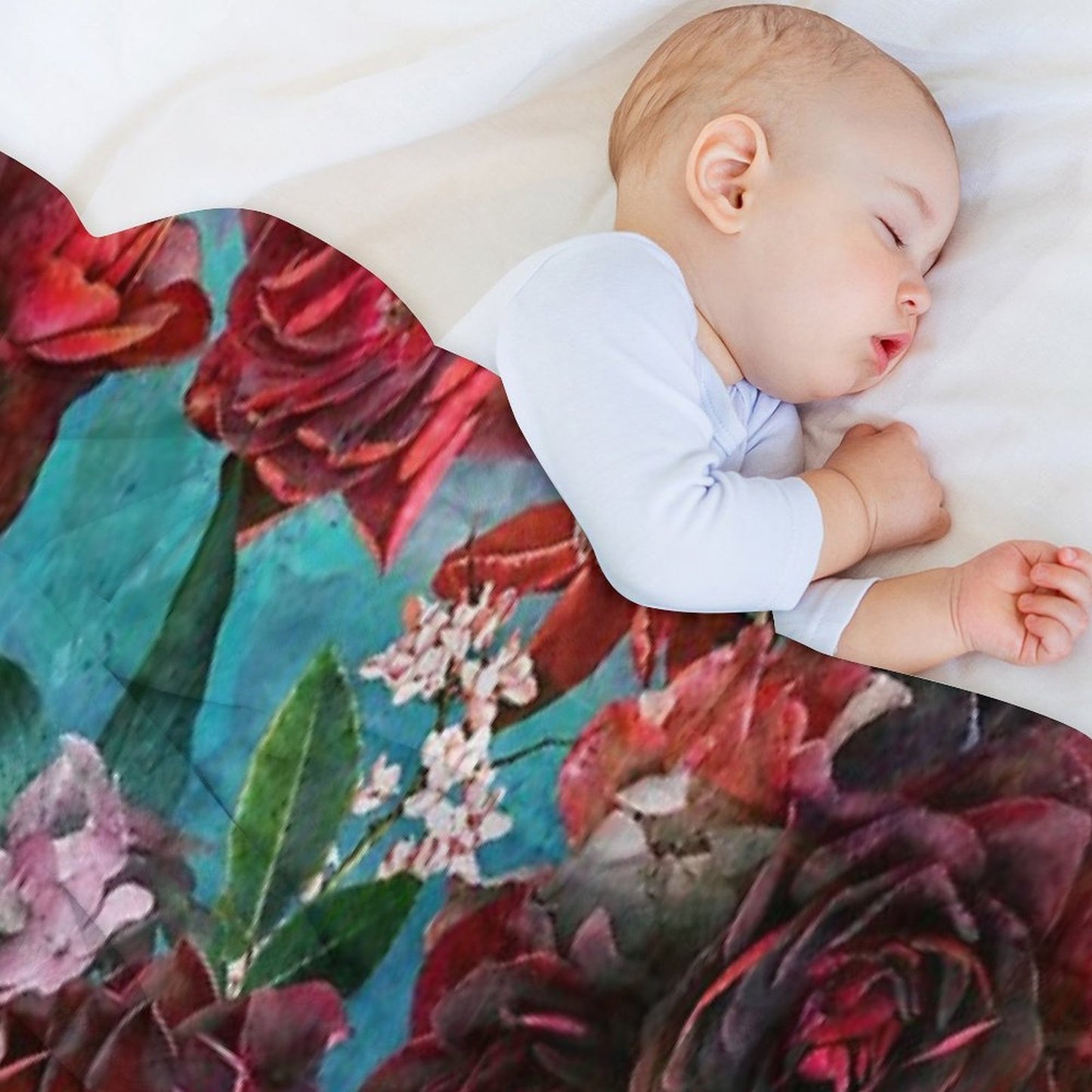 Turquoise Vintage Summer Roses Botanical Garden NightGarden Throw Blanket