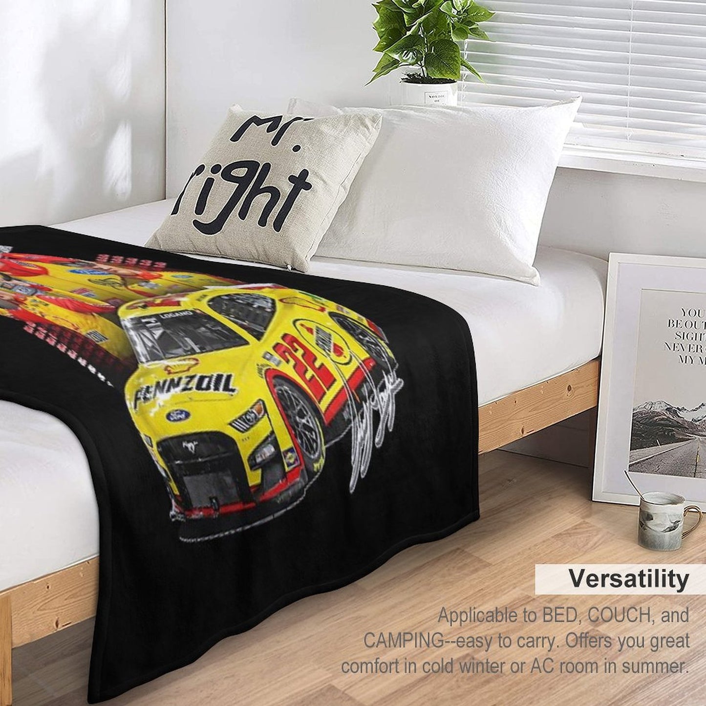 NEW Joey Logano NEXT GEN MUSTANG 2022 Throw Blanket