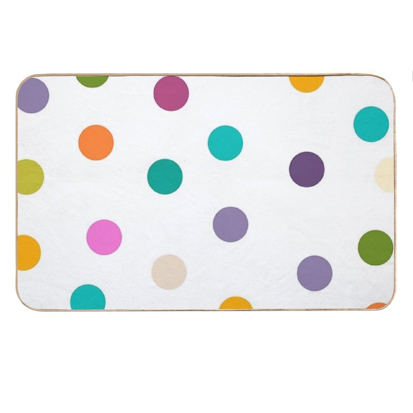 Colourful Dots Large on White Bath Mat