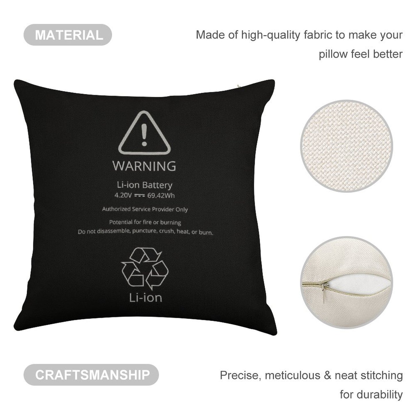 Swollen Battery  Lithium-ion Battery Linen Throw Pillow Cover