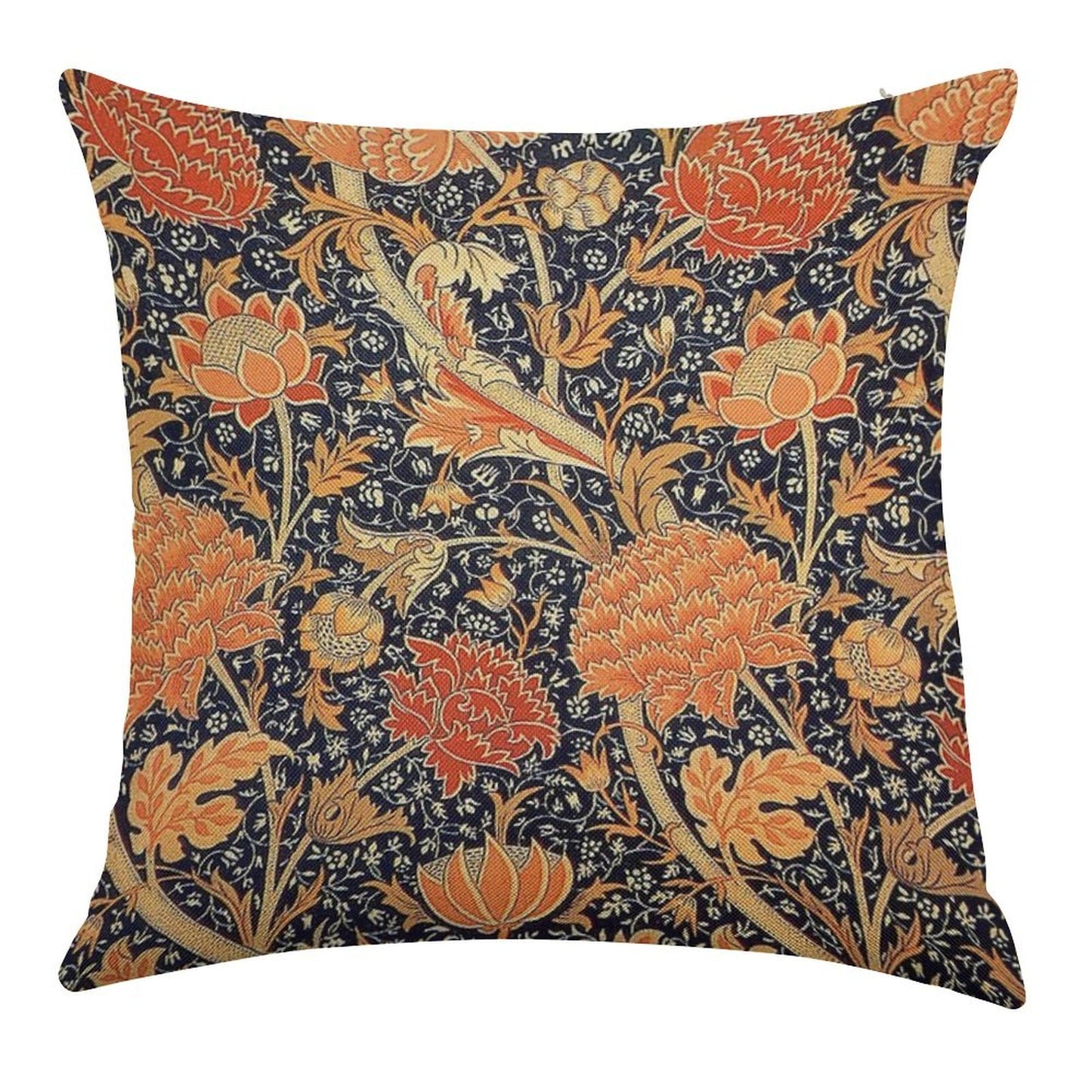 William Morris Cray Blue And Orange Linen Throw Pillow Cover