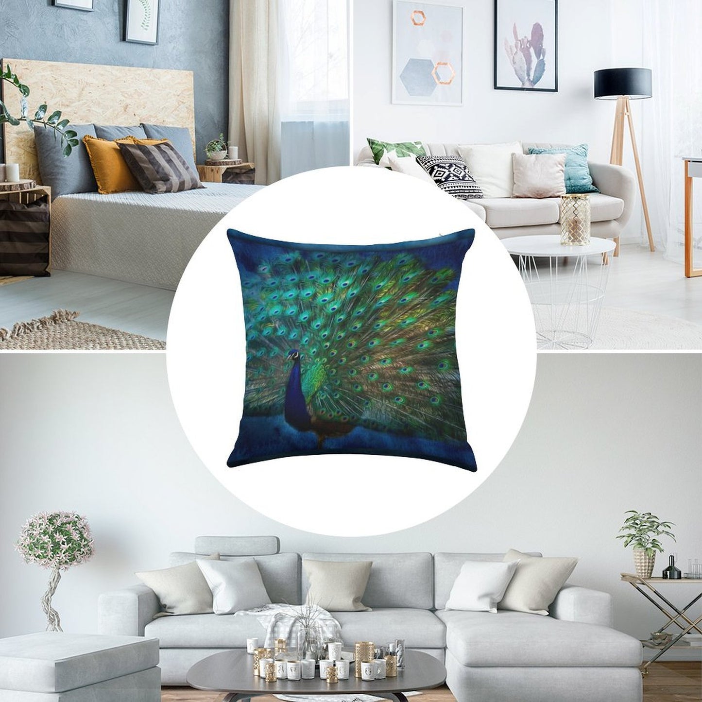 Being Yourself - Peacock Art Linen Throw Pillow Cover