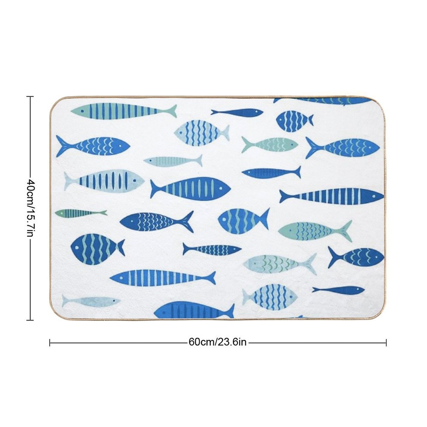 Mid Century Modern Blue Fish Fishing MCM Mid Mod Bath Mat