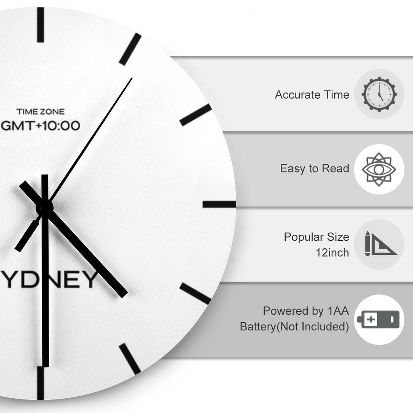 Sydney GMT Time Zone World Wall Clock Wall Clock