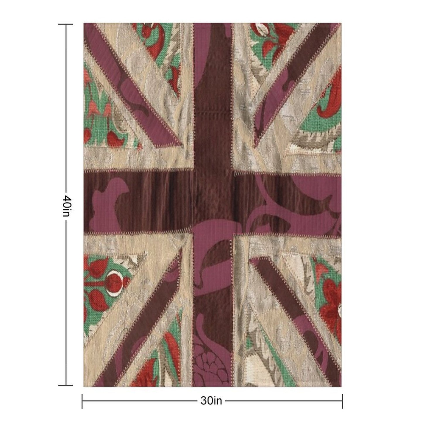 Stitched Fabric Union Jack British Flag Throw Blanket