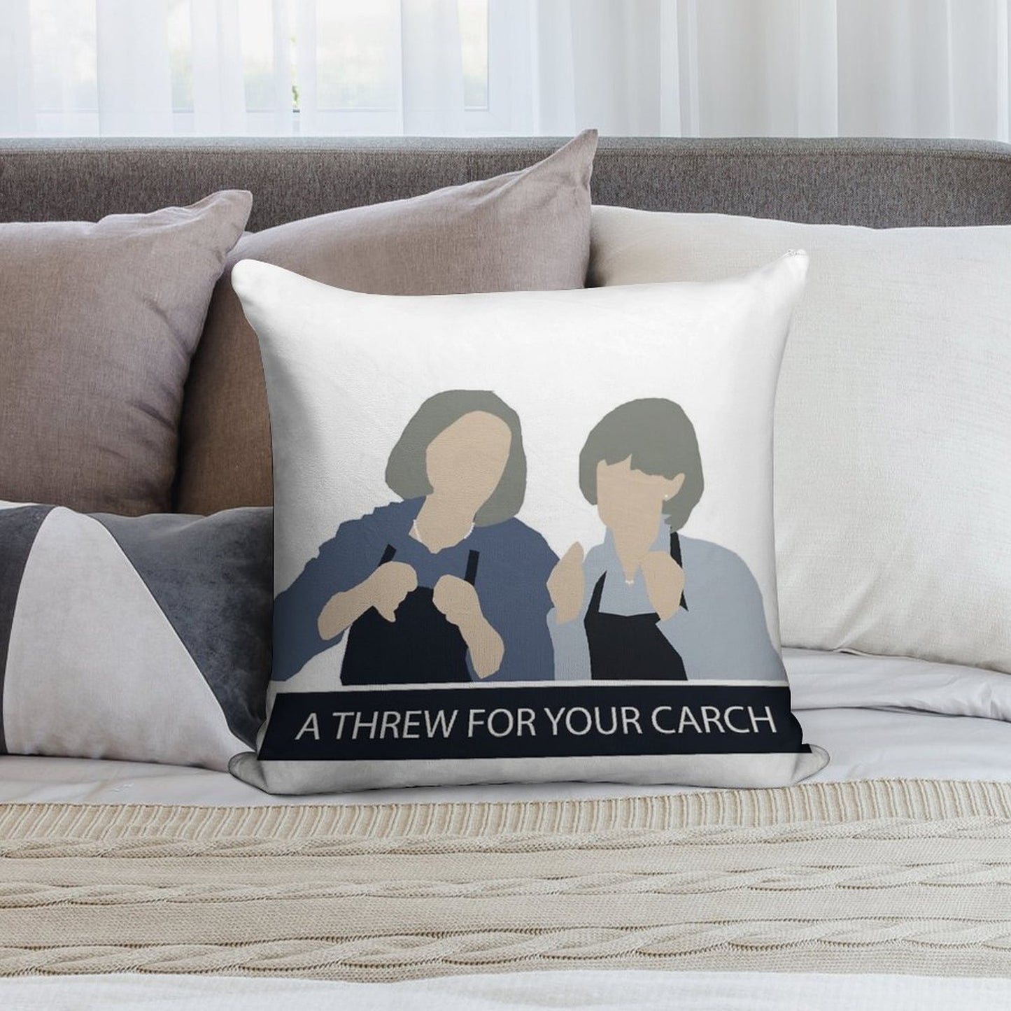 Prude And Trude - Kath And Kim Soft Shrink-Resistant Throw Pillow