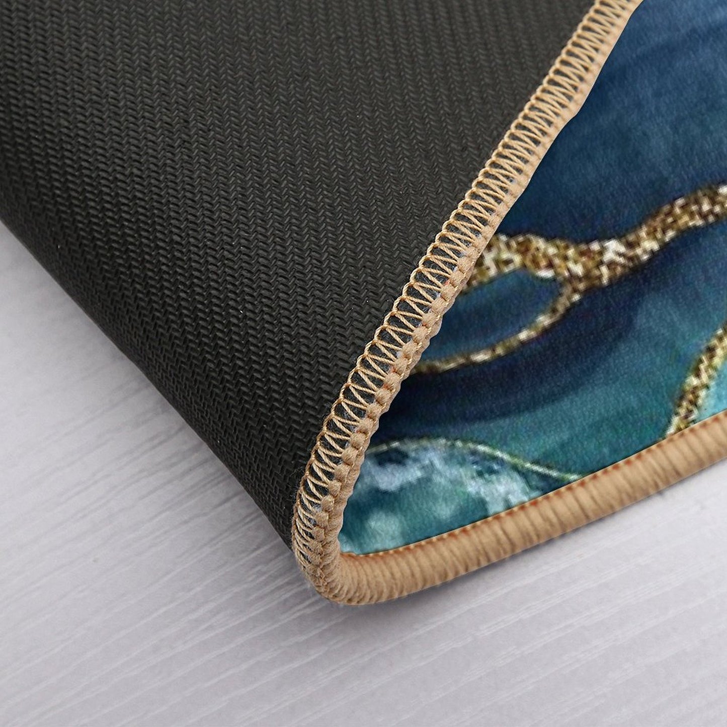 Faux Classic Blue Malachite Marble Bath Mat