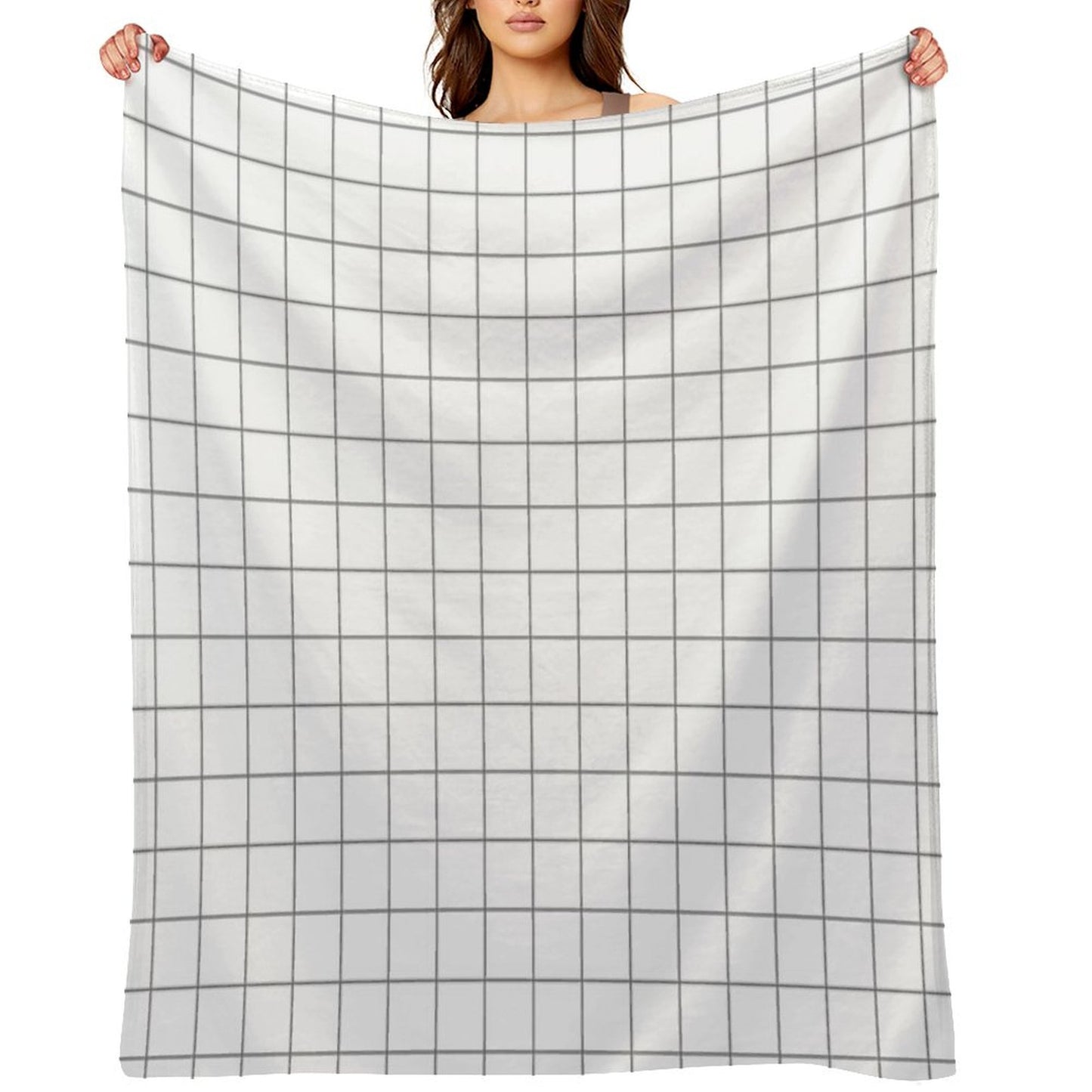 Grid White Gray Throw Blanket
