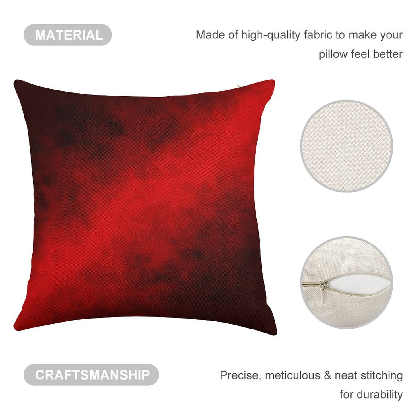 Red Smoke Linen Throw Pillow Cover
