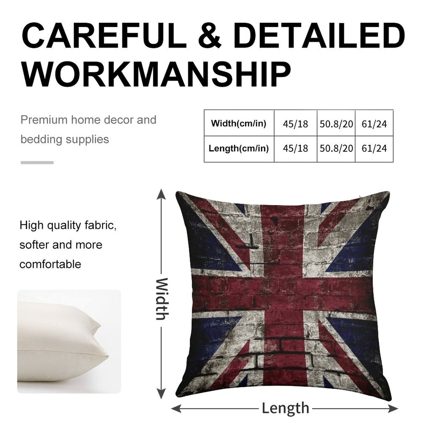 Grunge UK Flag, Great Britain, Punk Style Distressed Wall Linen Throw Pillow Cover