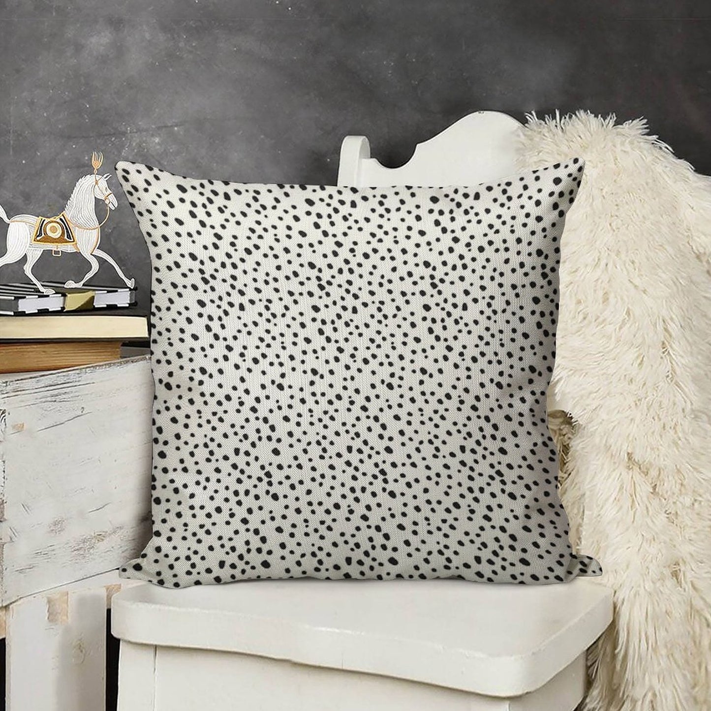 Black Dots by Minikuosi Linen Throw Pillow Cover
