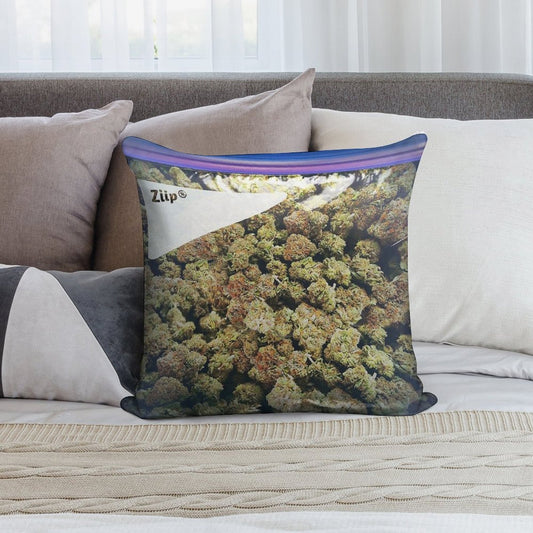 Weed Zip Lock Cannabis Extra Large Dank Soft Shrink-Resistant Throw Pillow