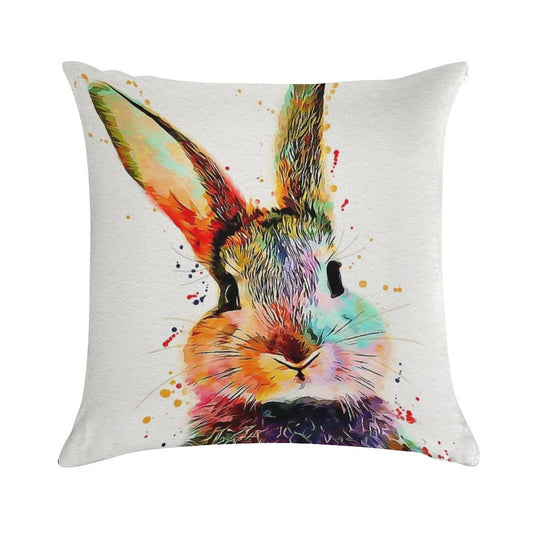 Rabbit Watercolor Art Work Soft Warmth Comfort Throw Pillow