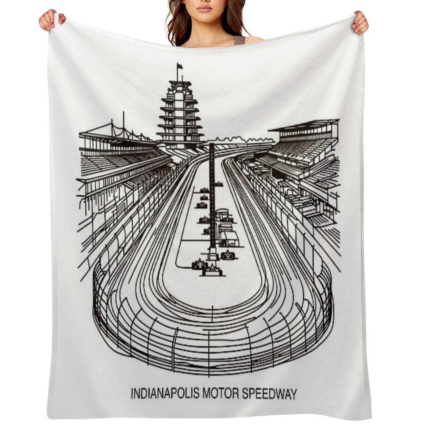 Indianapolis Motor Speedway, Fine Line Drawing Throw Blanket
