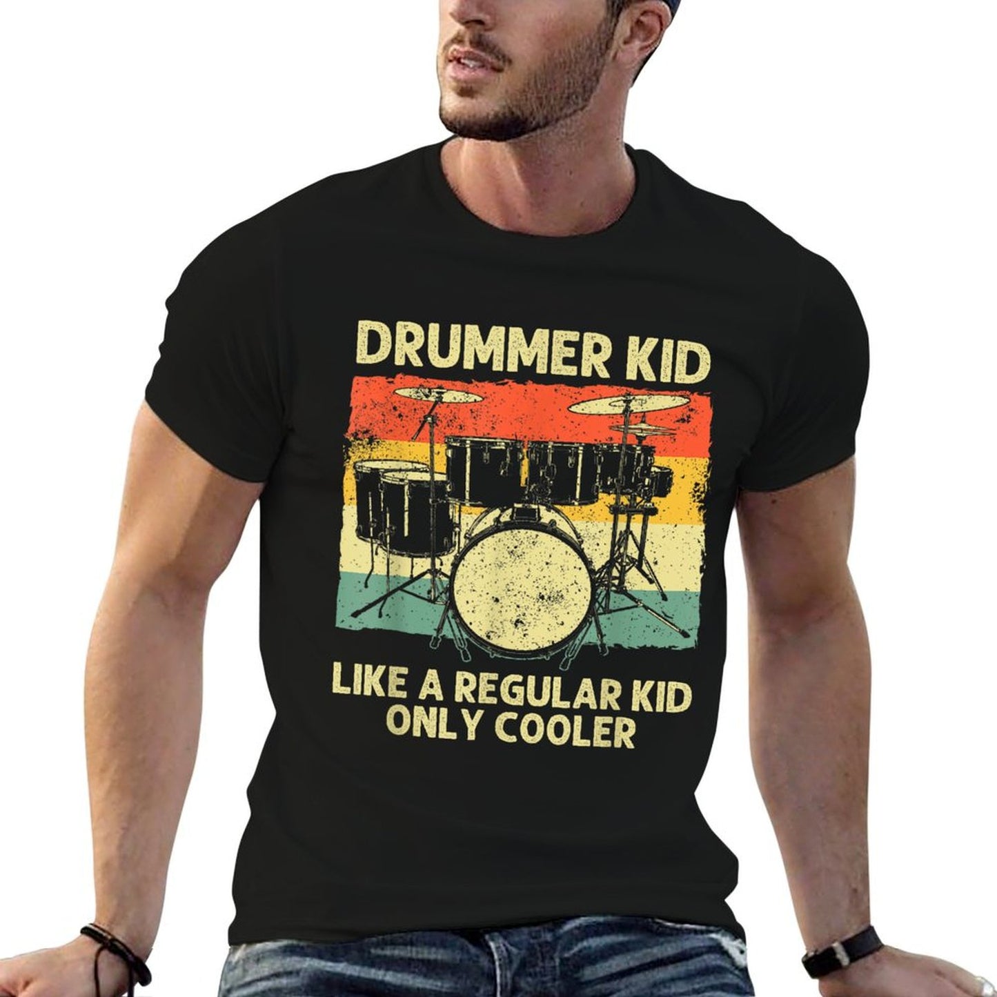 Drumming Art For Boys Girls Kids Drumline Drum Set Drummer T-Shirt
