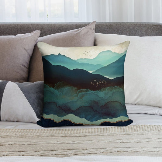 Indigo Mountains Soft Washable Throw Pillow
