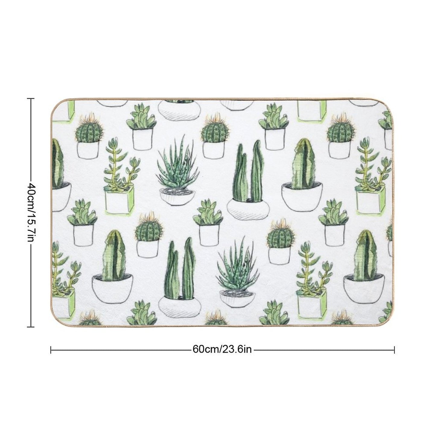 Watercolour Cacti & Succulents Bath Mat