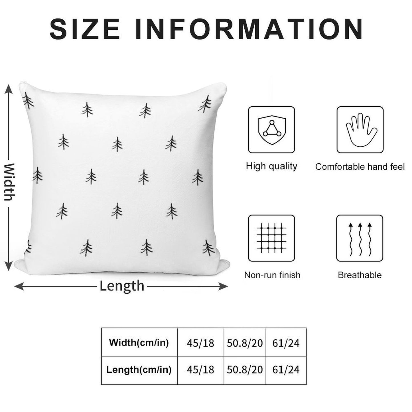 Minimalist Christmas Tree Black & White Pattern Soft Multiple Sizes Throw Pillow