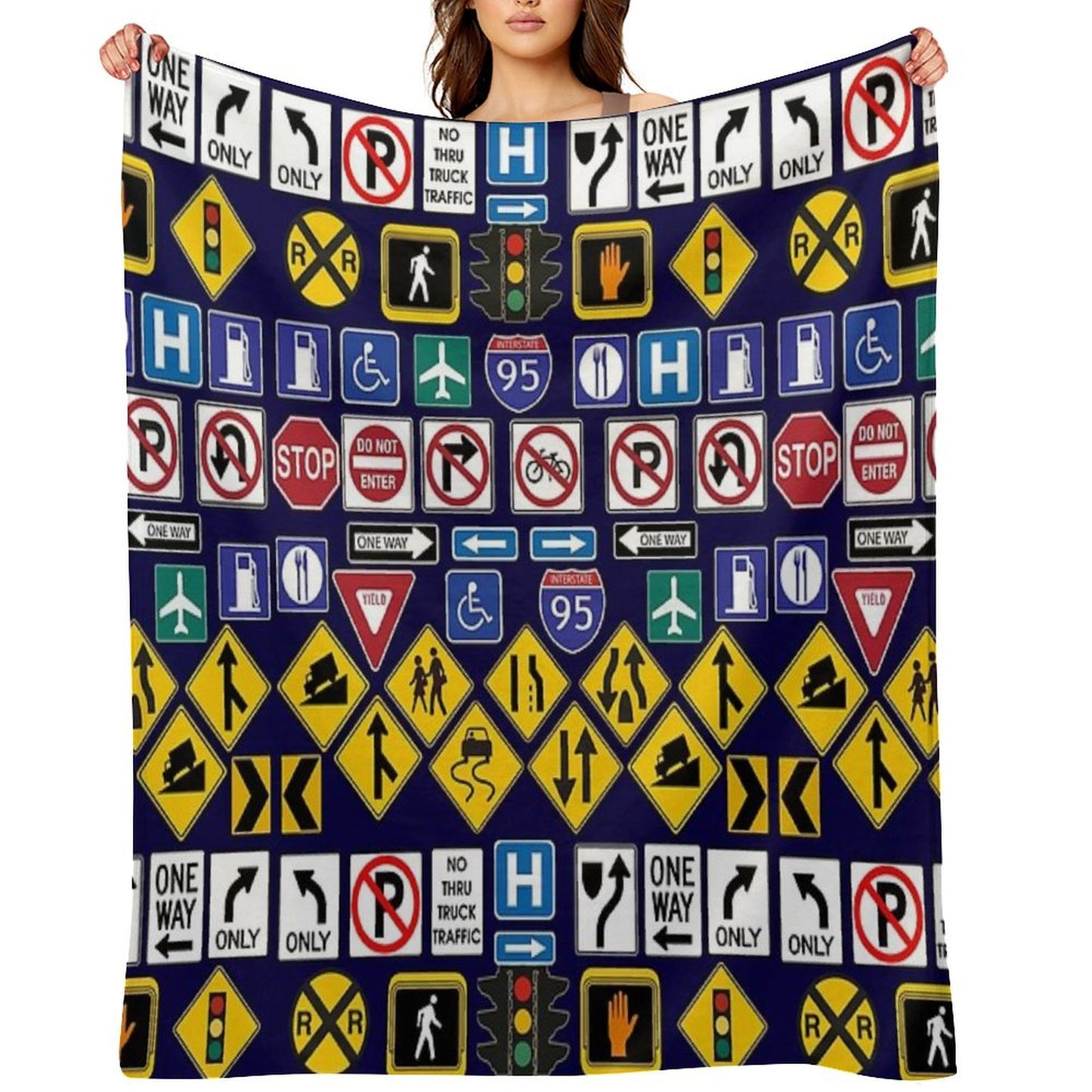 Road Signs, Regulations Signs Throw Blanket