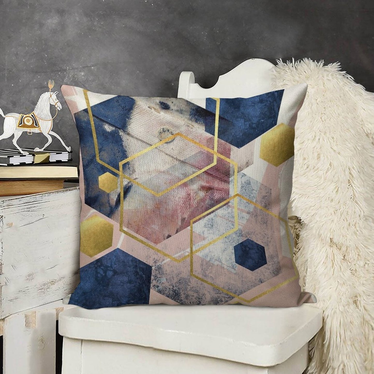 Abstract Geo Linen Throw Pillow Cover