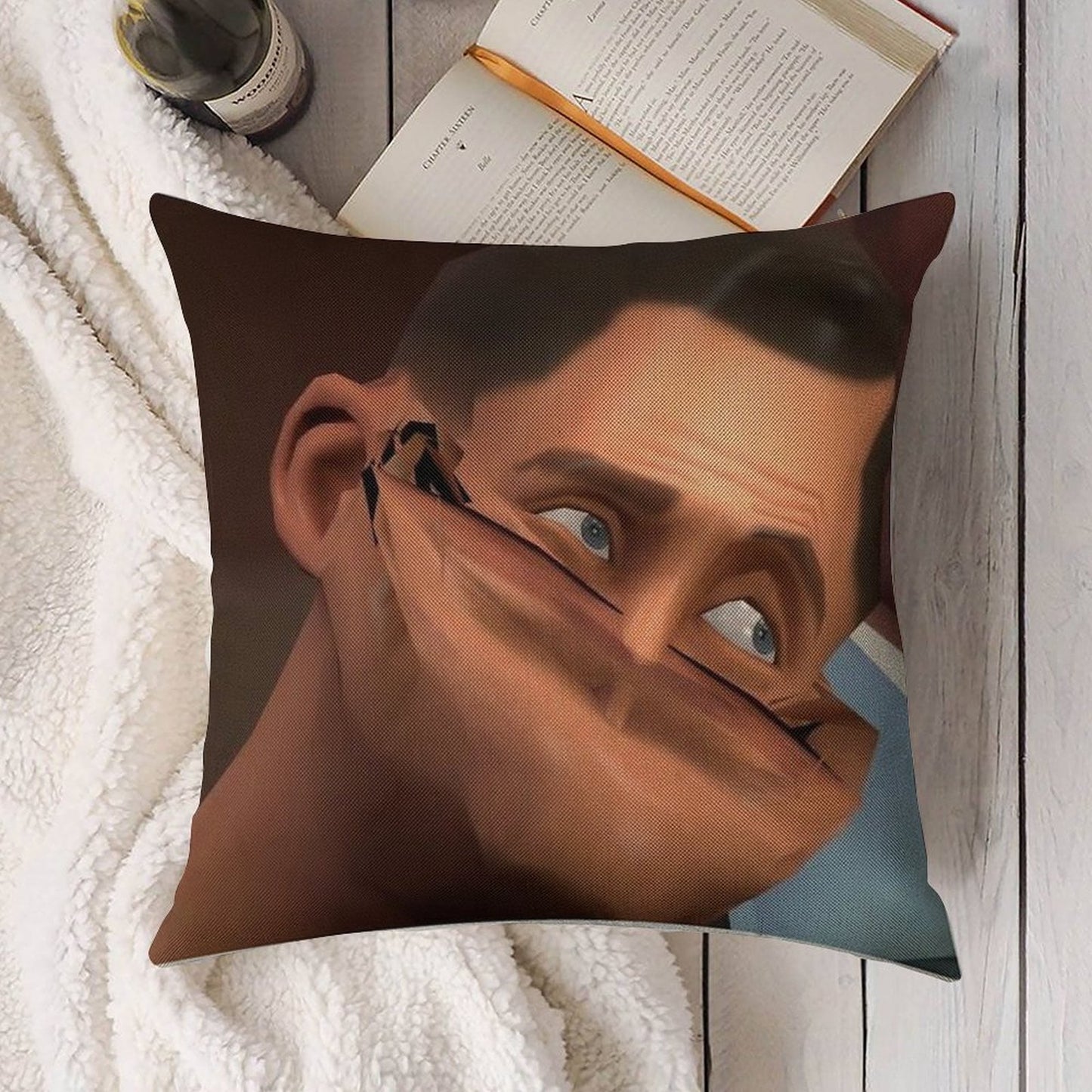 Team Fortress 2 TF2 Scout Face Linen Throw Pillow Cover
