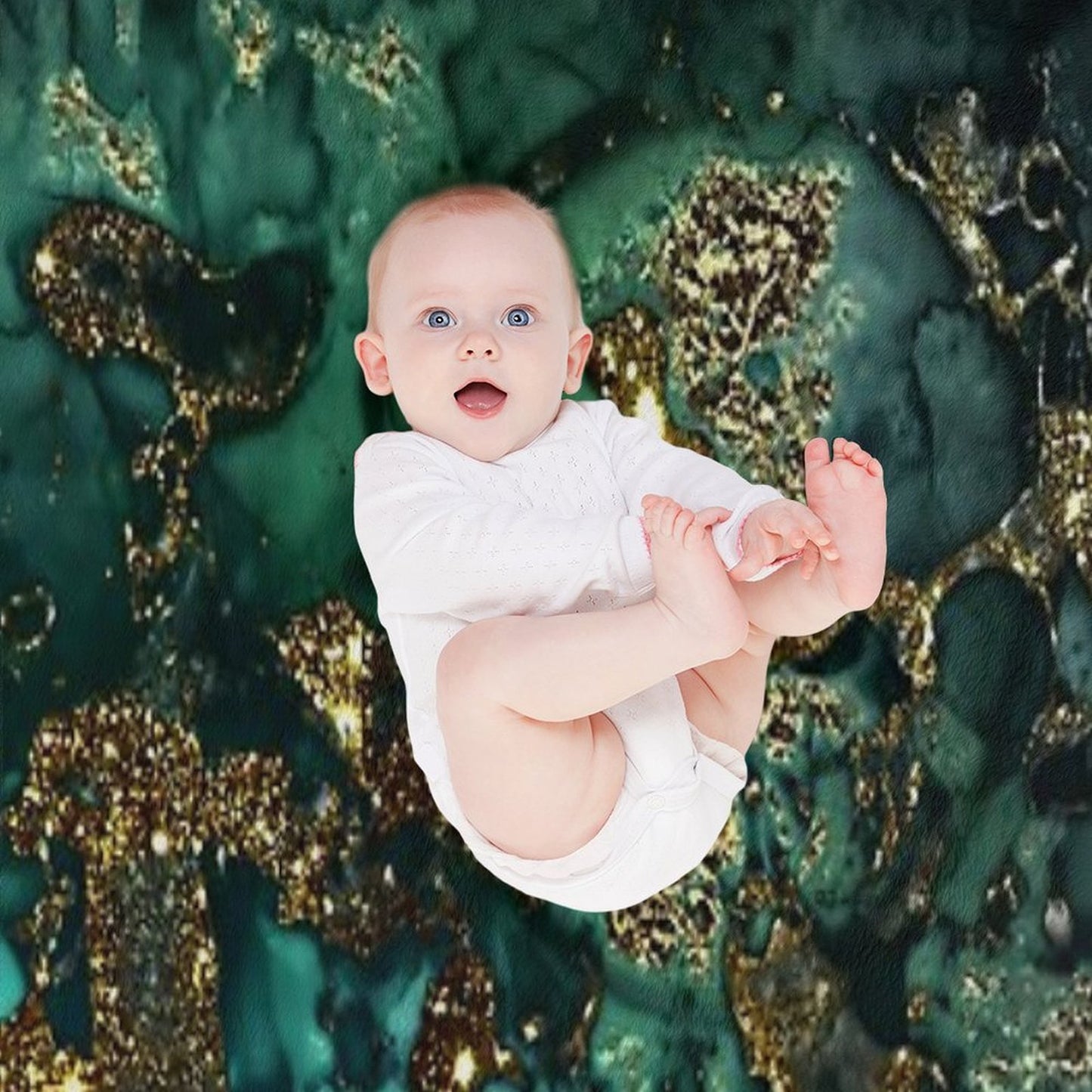 Gold Indigo Faux Malachite Marble Throw Blanket