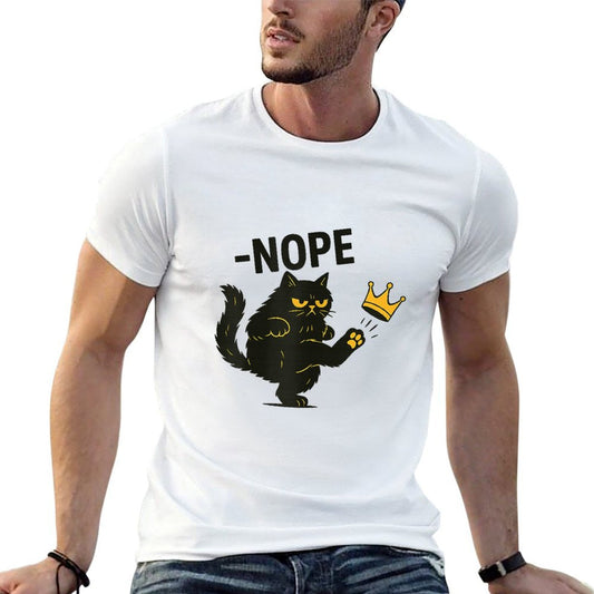 Nope Cat Funny Black Cat Crown Graphic  Soft T-Shirt