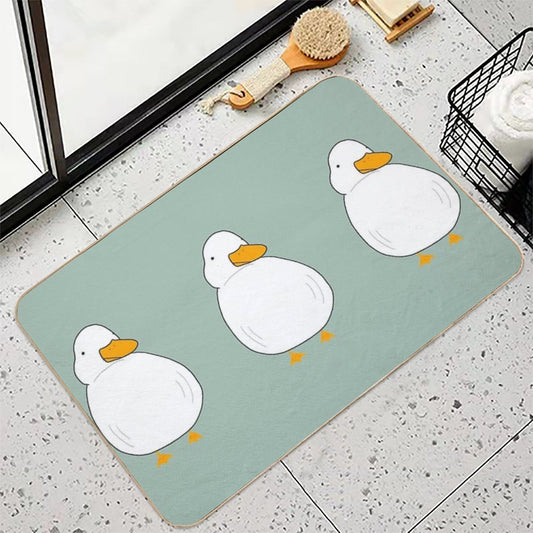 Chubby Duck Cute Fluffy White Bird Simple Anime Cartoon Kawaii Animal Bath Mat