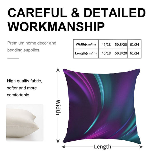 Purple Teal Swirl Linen Throw Pillow Cover