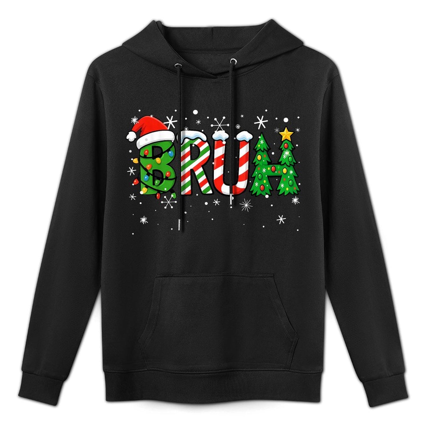 Christmass for Kids Boys Bruh Funny Christmasns Medium-Weight Fabric Hoodie