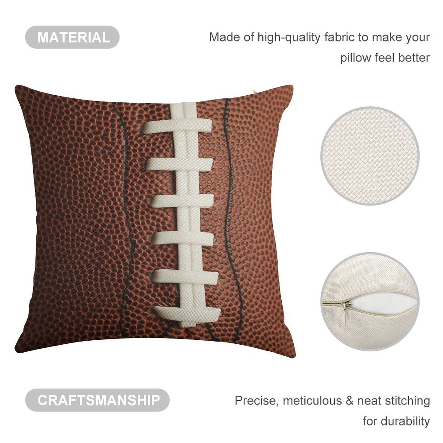 Football Linen Throw Pillow Cover