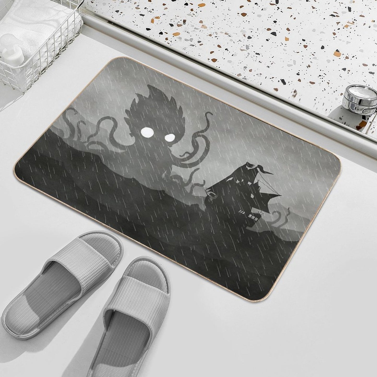 Rainy Ship & Kraken Bath Mat
