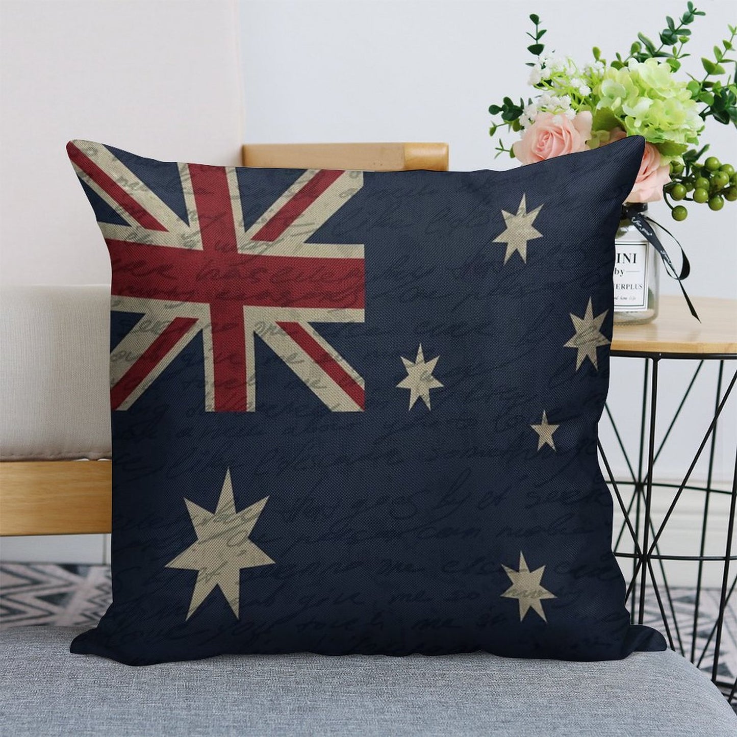 Vintage Australian Flag Linen Throw Pillow Cover