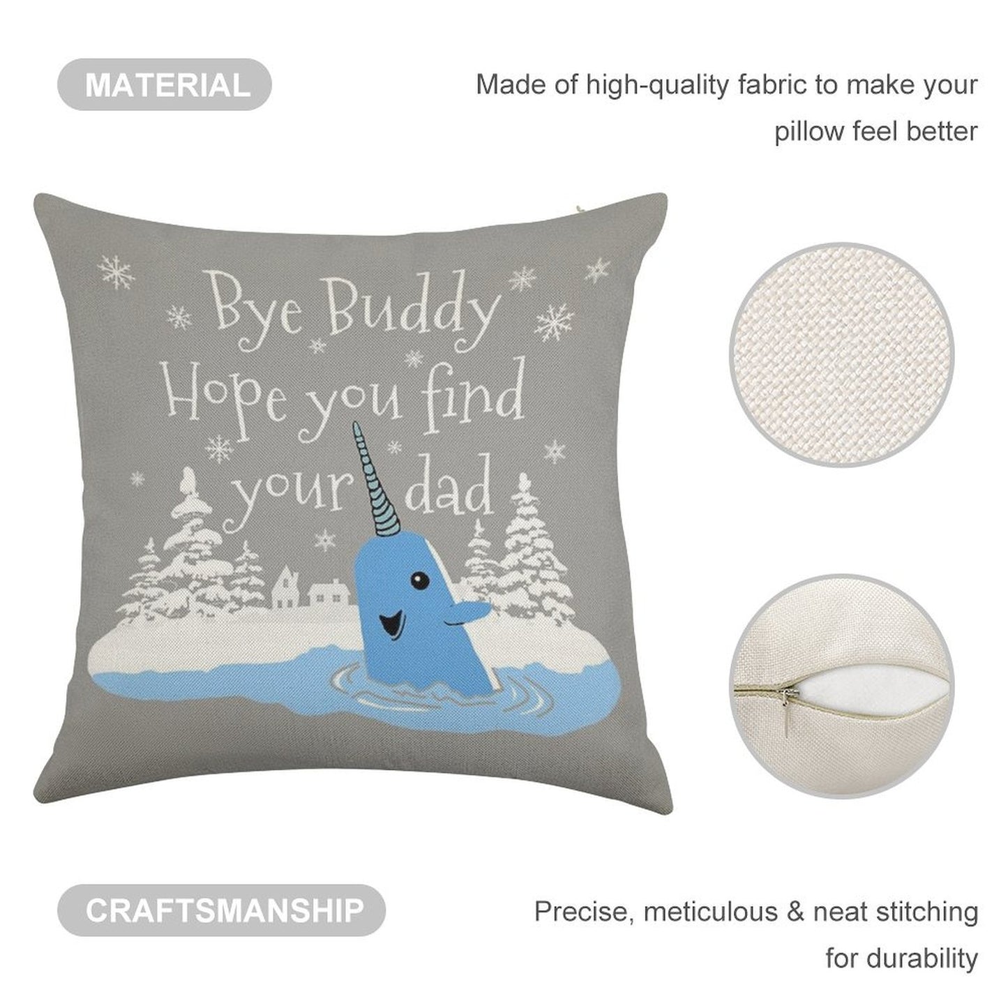 Bye Buddy Hope You Find Your Dad Linen Throw Pillow Cover