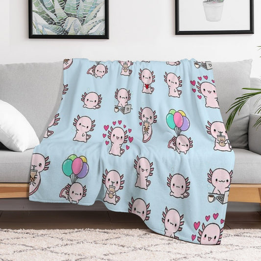 Copia De Cute Axolotl, Set Throw Blanket