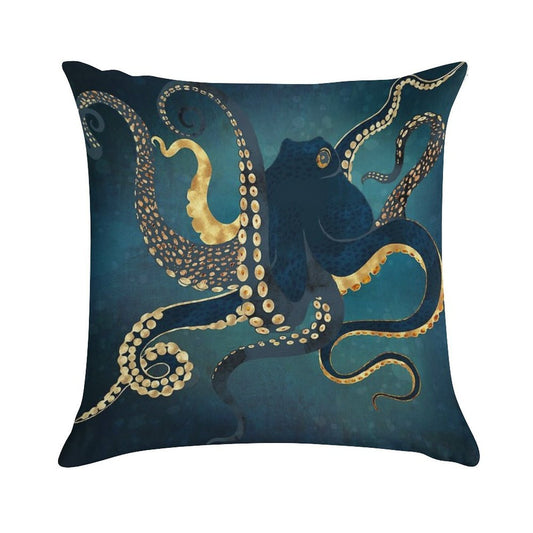 Metallic Octopus IV Soft Multiple Sizes Throw Pillow