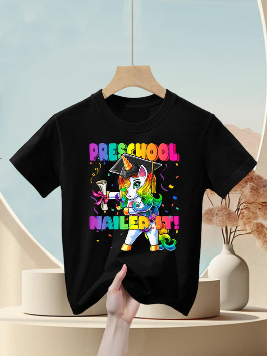 Flossing Unicorn Preschool Graduation Cap Diploma Gift Girls Kids T-Shirt