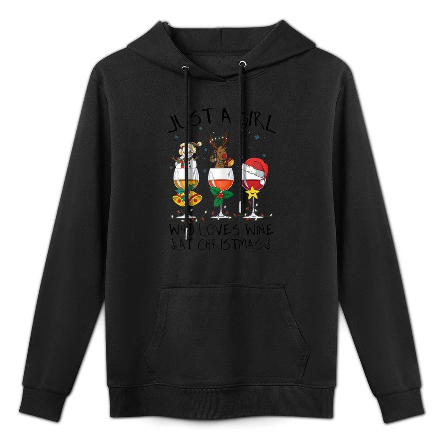 Womens Just A Girl Who Loves Wine at Christmas Costume Xmass Shrink-Resistant Hoodie
