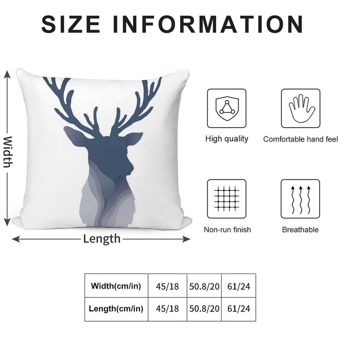 Abstract Navy Blue Deer Head Soft Warmth Comfort Throw Pillow