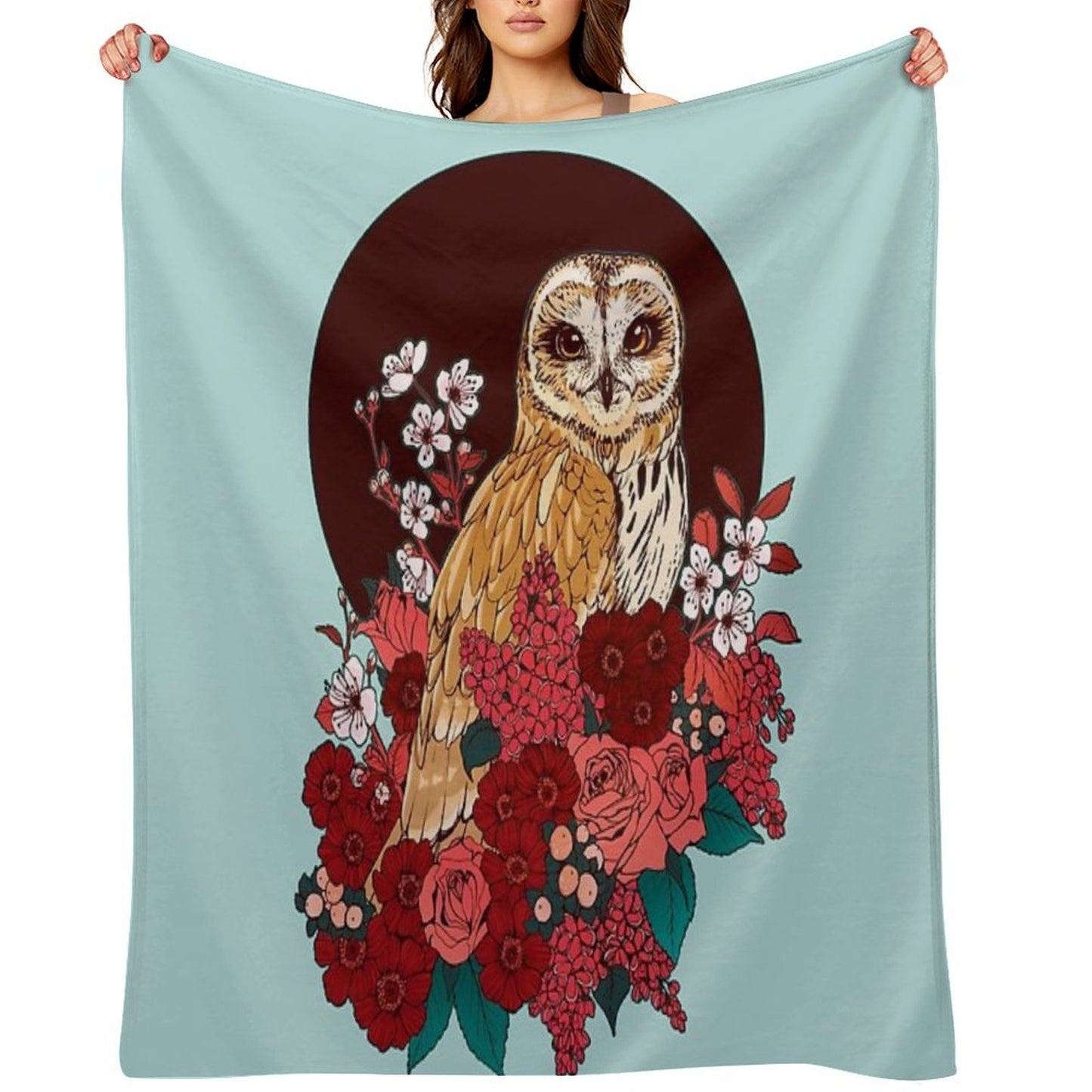 Owl Floral Eclipse Throw Blanket