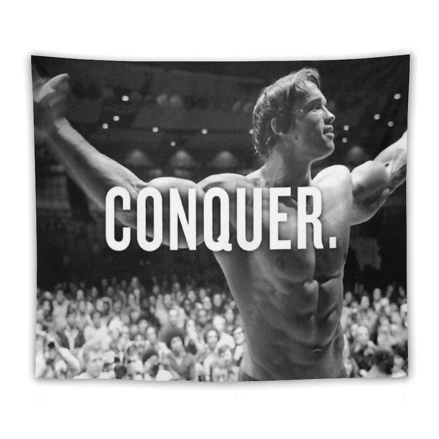 Arnold Schwarzenegger Conquer Motivational Fitness Tapestry