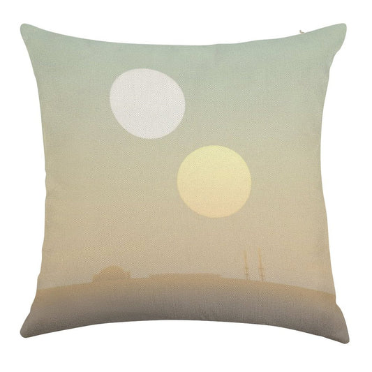 Two Suns Linen Throw Pillow Cover