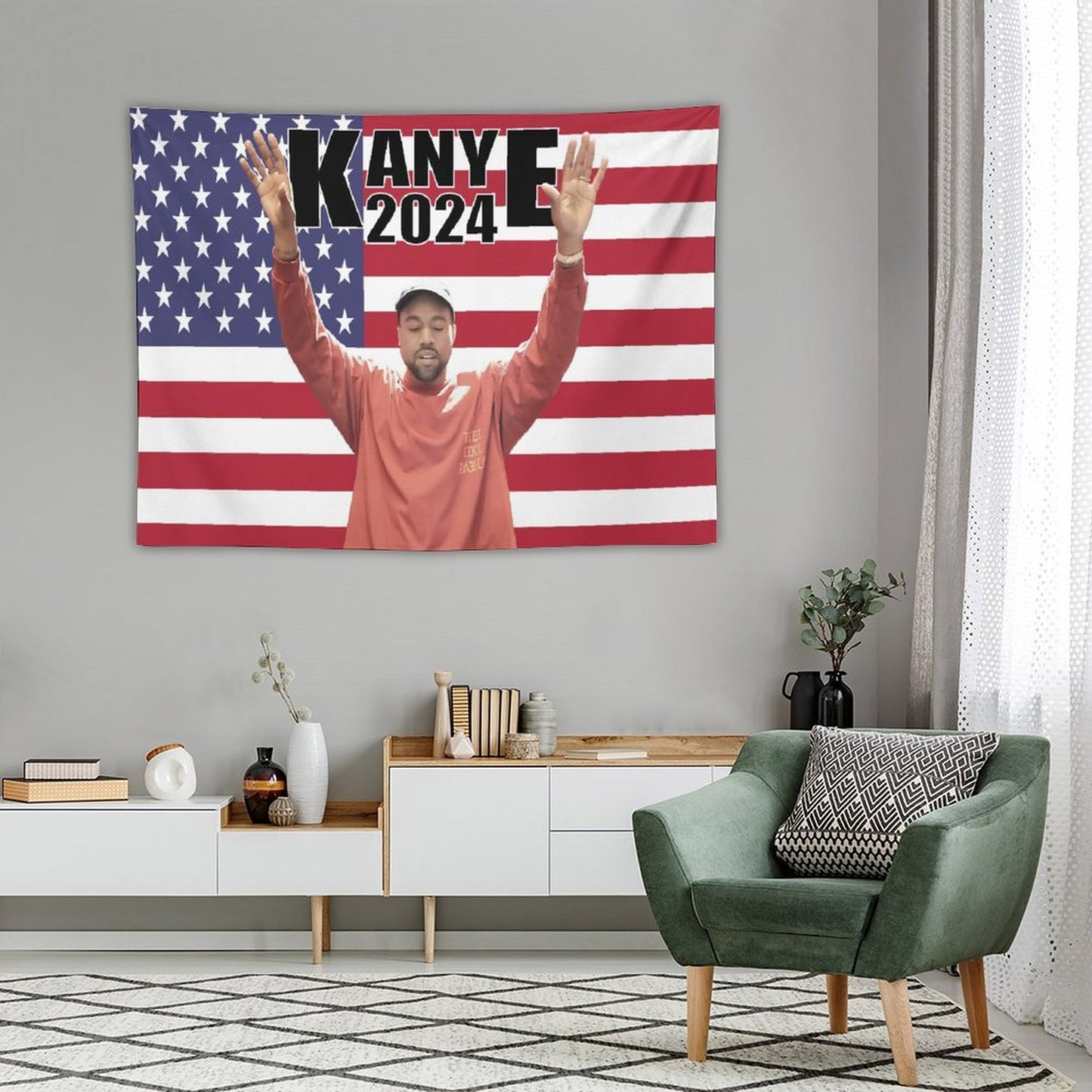 Kanye 2024 West America Flag Tapestry