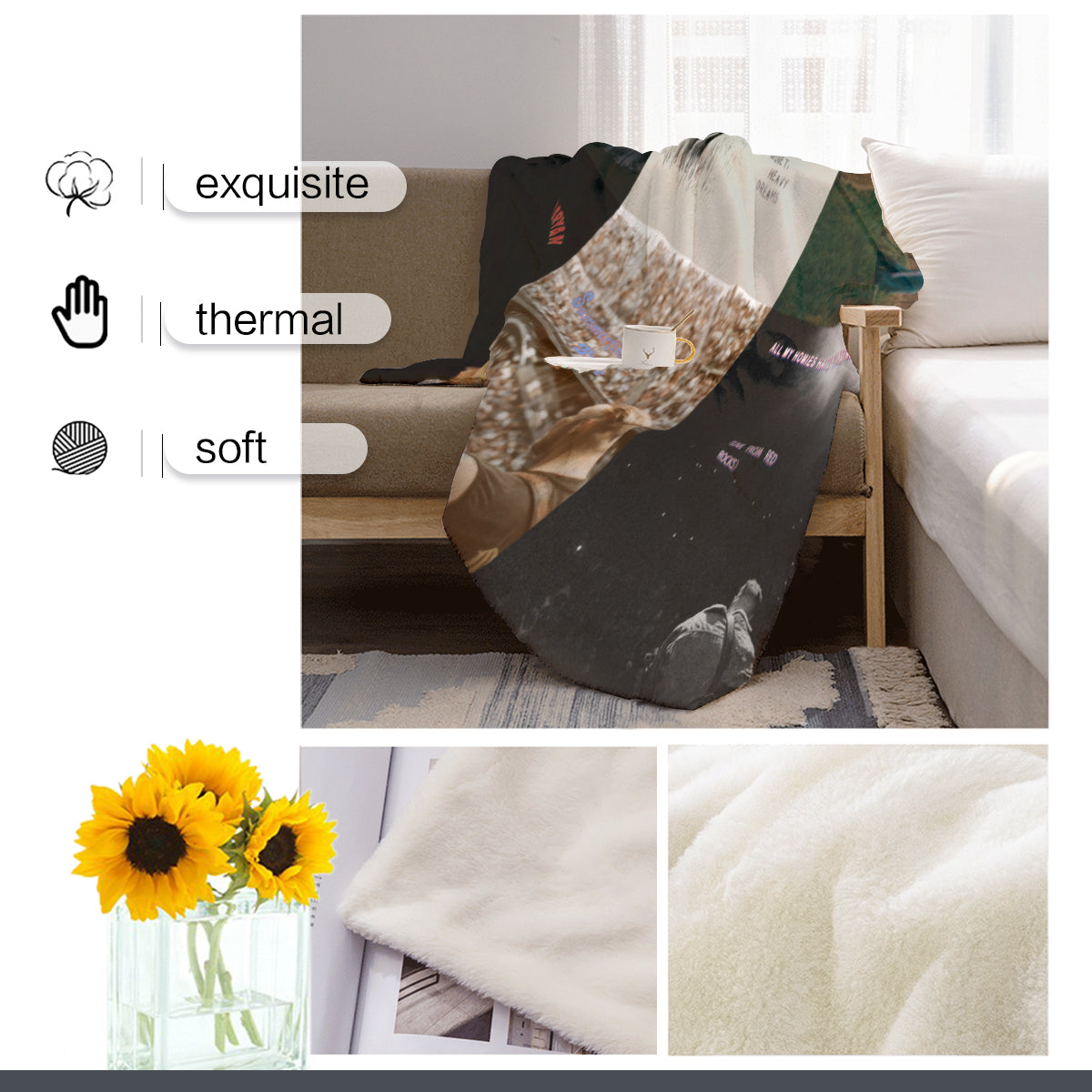 Zach Bryan 6 Ablums Collection Cover Throw Blanket