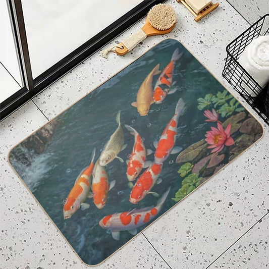 Koi Fish Pond  Goldfish Bath Mat