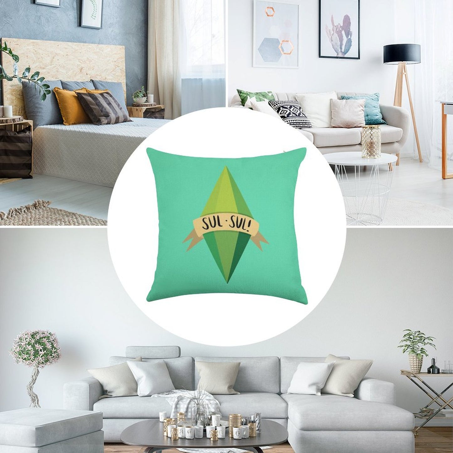 Plumbob Linen Throw Pillow Cover