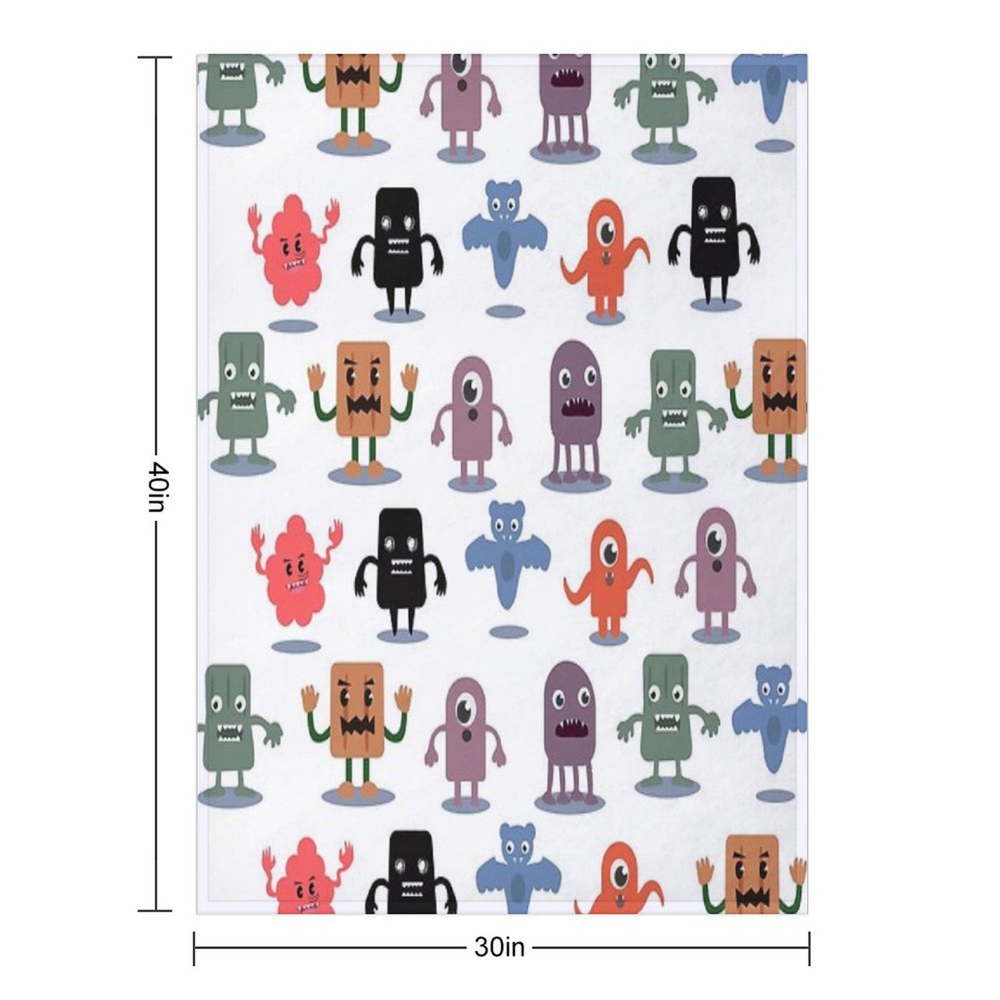 Monster Collection Pattern Throw Blanket