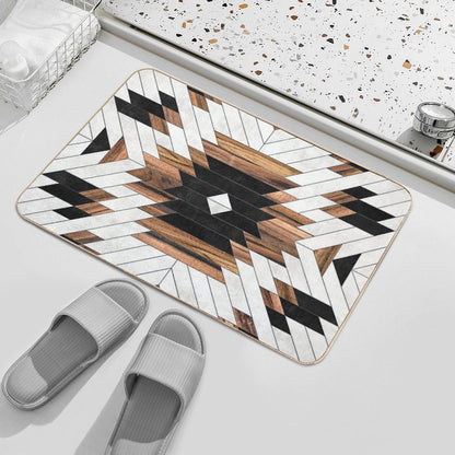 Urban Tribal Pattern No.5 - Aztec - Concrete And Wood Bath Mat