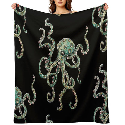 Green Octopus! Throw Blanket