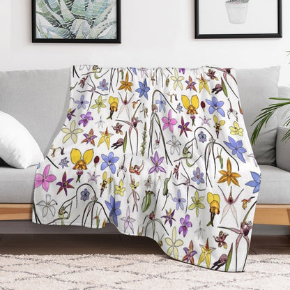 Australian Orchids Throw Blanket